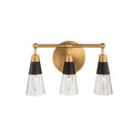 Kalco Lighting Ponti 14-in 3 Light Matte Black W/ New Brass Vanity Light
