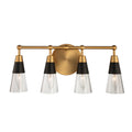Kalco Lighting Ponti 19-in 4 Light Socket Matte Black W/ New Brass Vanity Light
