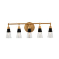 Kalco Lighting Ponti 24-in 5 Light Matte Black W/ New Brass Vanity Light