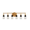 Kalco Lighting Ponti 30-in 6 Light Matte Black W/ New Brass Vanity Light