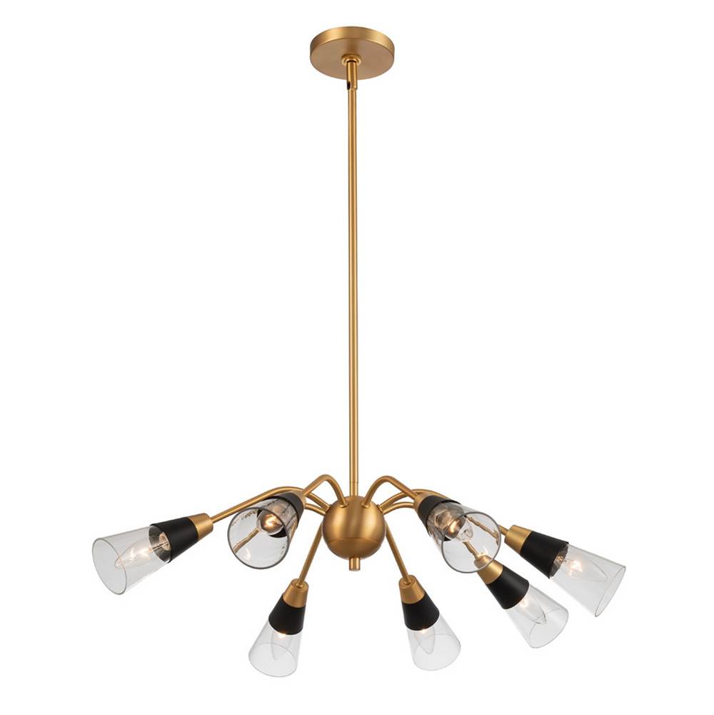 Kalco Lighting 513172BNB Matte Black With New Brass Ponti 28-in 7 Light Matte Black W/ New Brass Chandelier Image 1