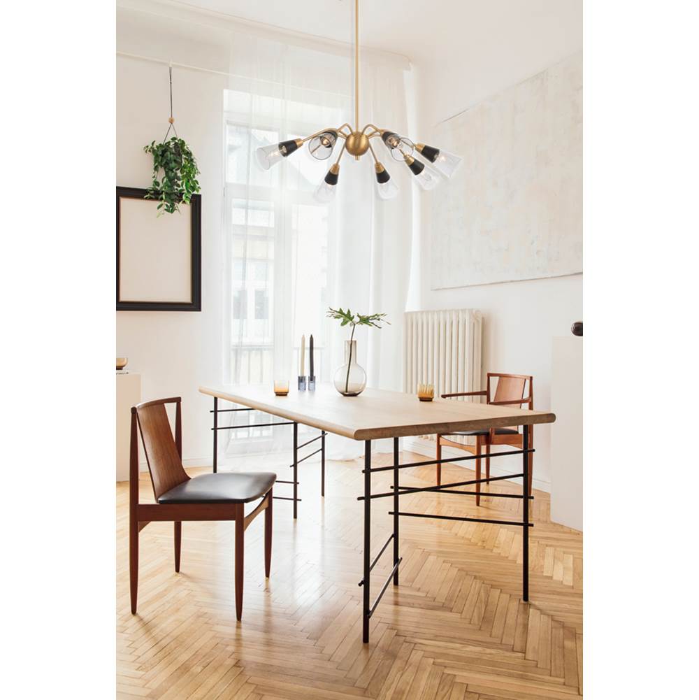 Kalco Lighting Ponti 28-in 7 Light Matte Black W/ New Brass Chandelier