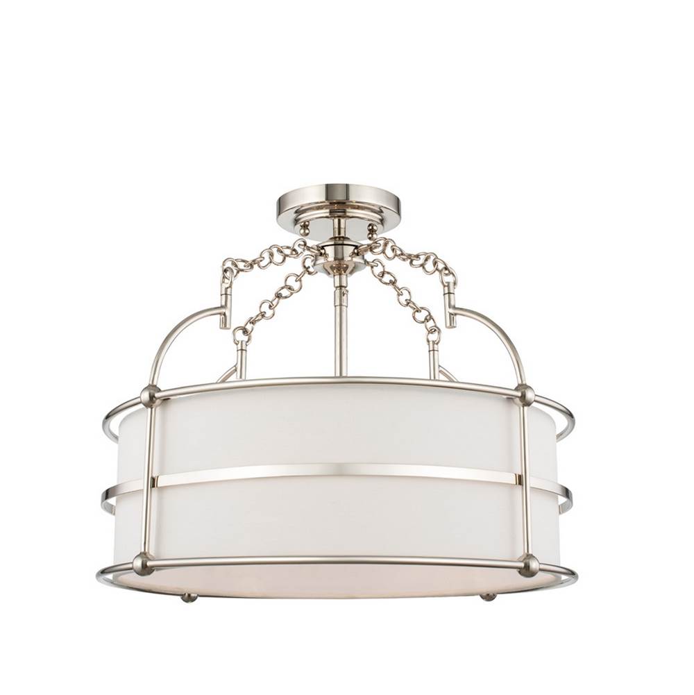 Kalco Lighting Carson 18-in 1 Light Polished Nickel Semi-flush Mount