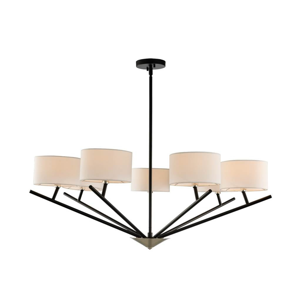 Kalco Lighting Tahoe 38-in 7 Light Matte Black W/ Polished Nickel Chandelier