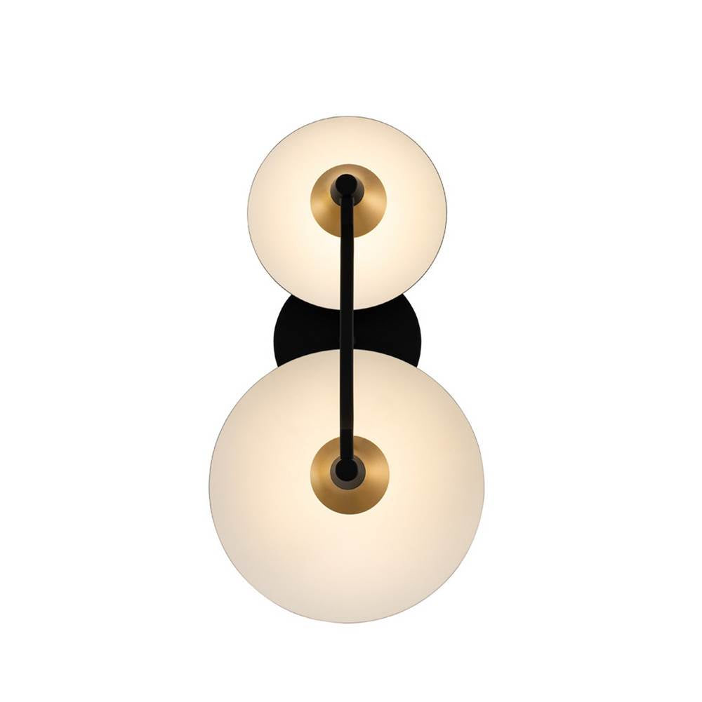 Kalco Lighting Redding 16-in 2 Light Led Matte Black W/ Winter Brass Wall Sconce