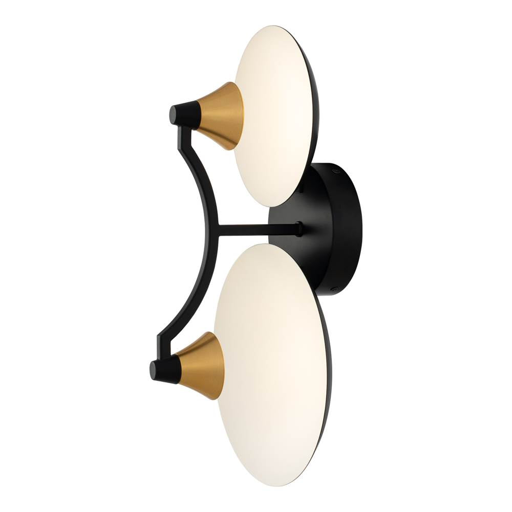 Kalco Lighting 513622BWB Matte Black With Winter Brass Redding 16-in 2 Light Led Matte Black W/ Winter Brass Wall Sconce Image 1