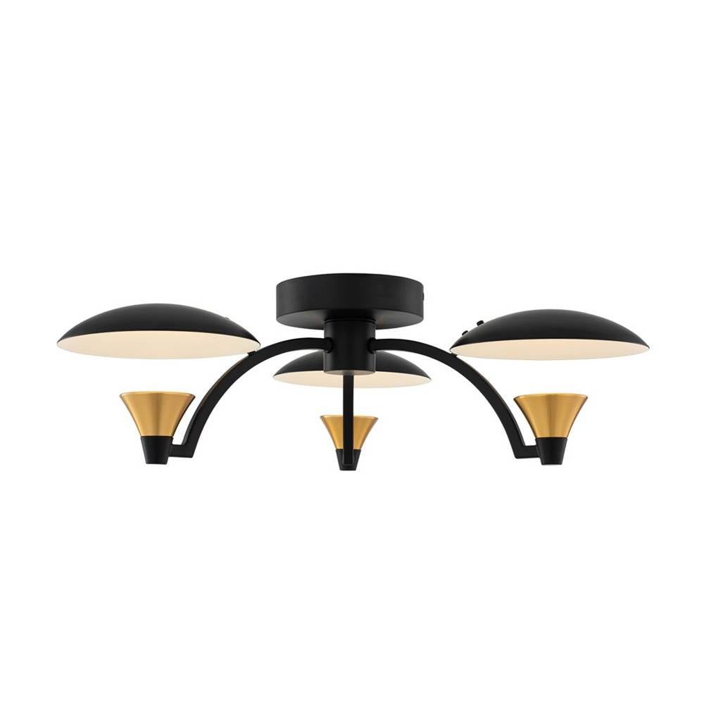 Kalco Lighting 513645BWB Matte Black With Winter Brass Redding 19-in 3 Light Led Matte Black W/ Winter Brass Semi-flush Mount Image 1