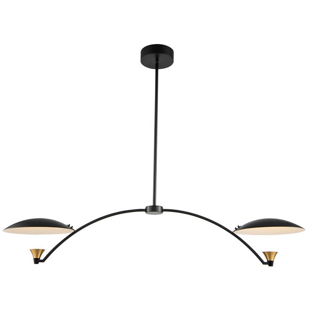 Kalco Lighting Redding 46-in 2 Light Led Matte Black W/ Winter Brass Linear Pendant