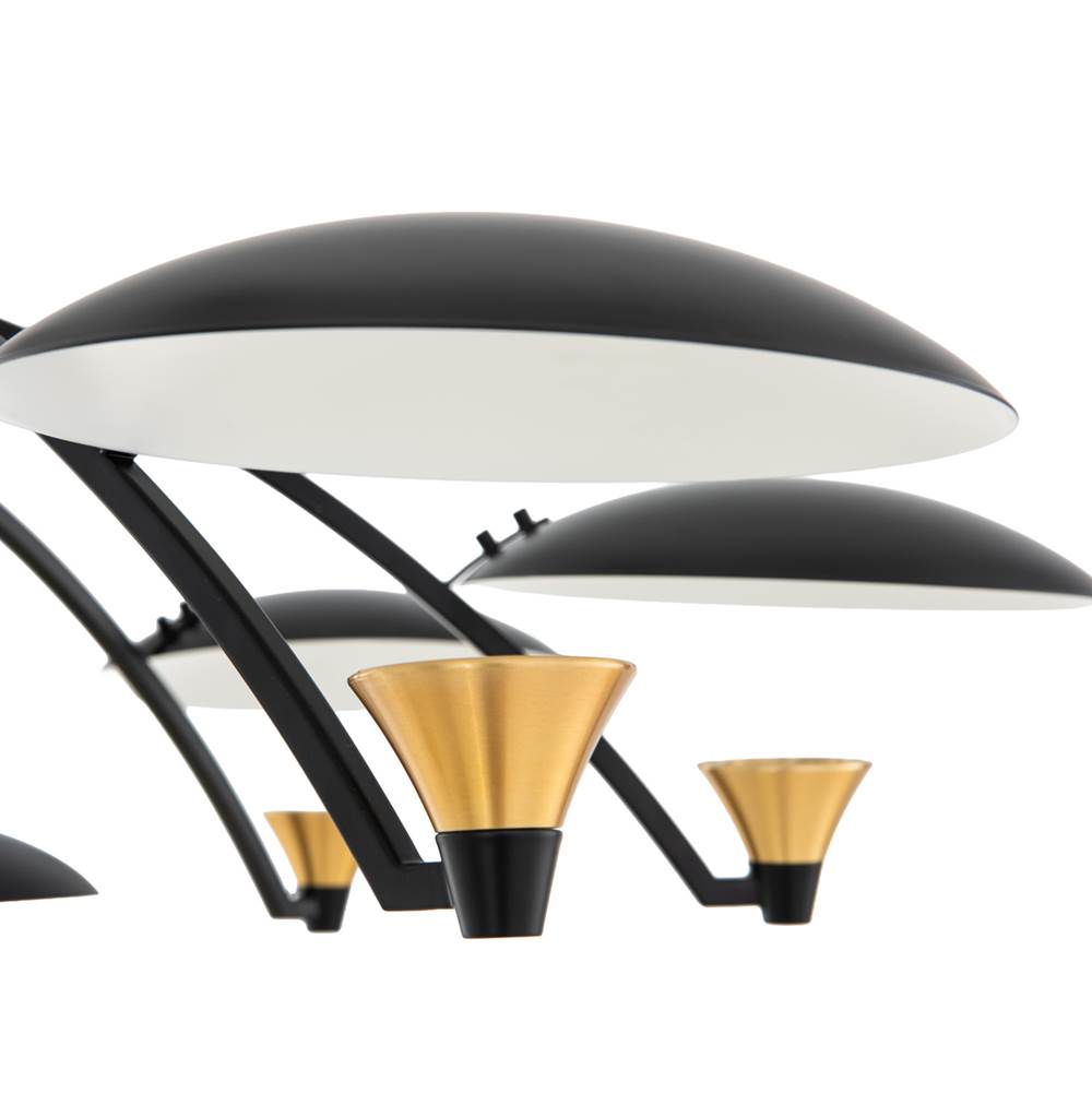 Kalco Lighting Redding 45-in 12 Light Led Matte Black W/ Winter Brass Tiered Chandelier