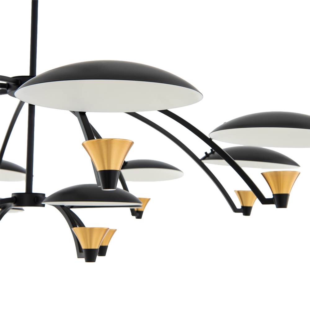 Kalco Lighting 513673BWB Matte Black With Winter Brass Redding 45-in 12 Light Led Matte Black W/ Winter Brass Tiered Chandelier Image 3