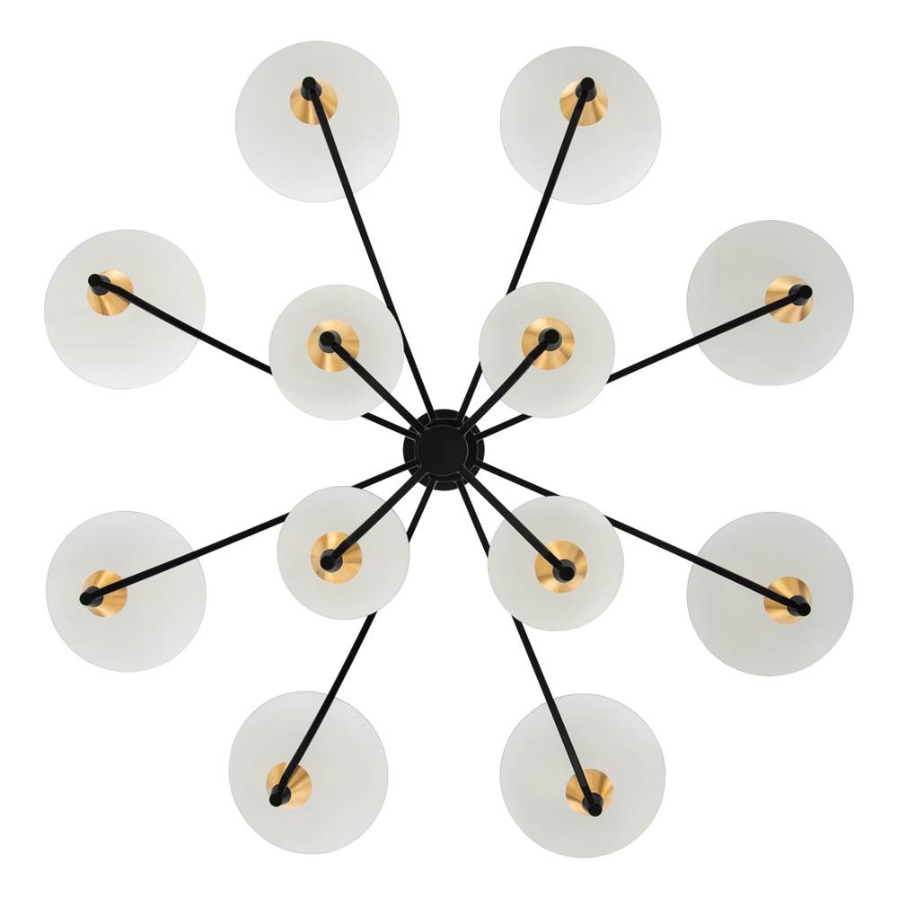 Kalco Lighting 513673BWB Matte Black With Winter Brass Redding 45-in 12 Light Led Matte Black W/ Winter Brass Tiered Chandelier Image 2