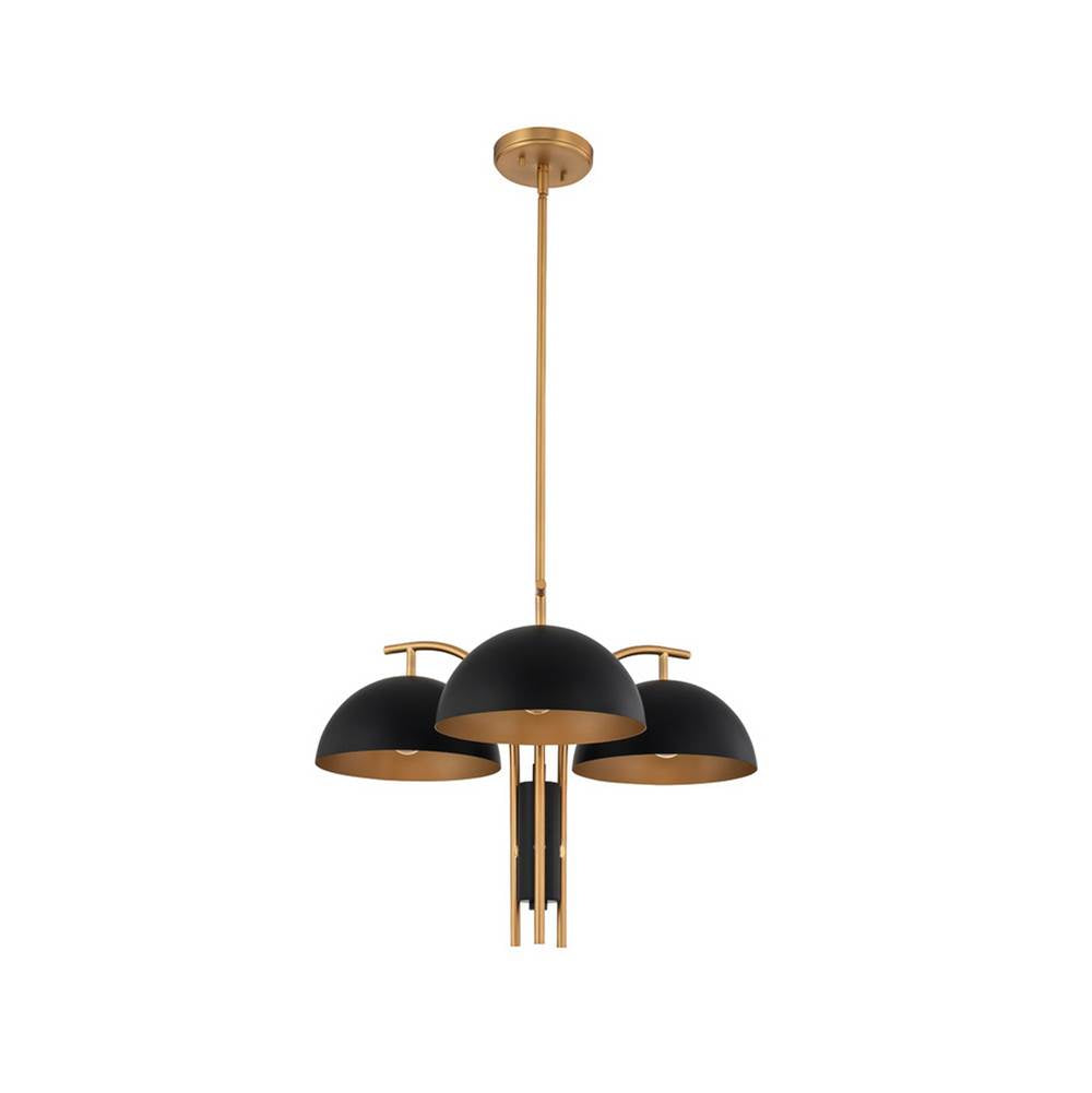 Kalco Lighting Marcel 24-in 3 Light Matte Black W/ New Brass Chandelier