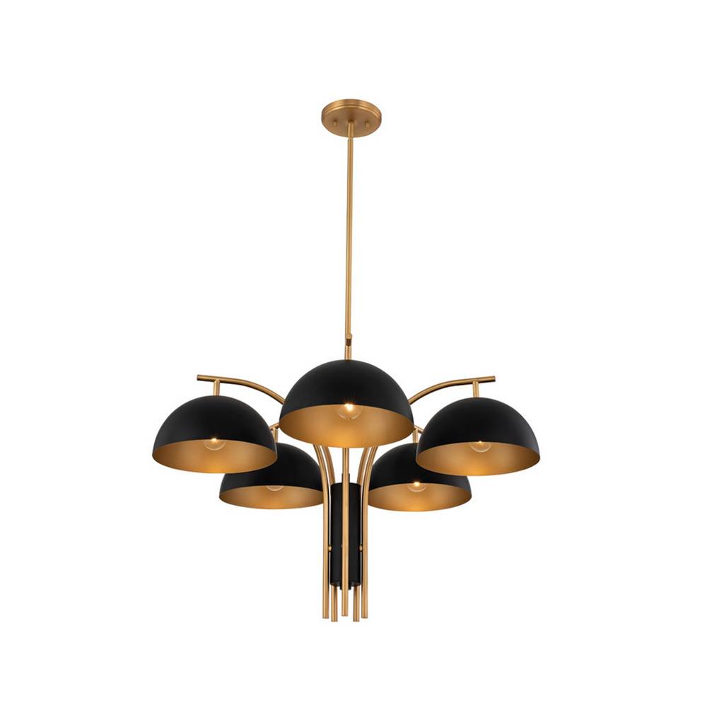 Kalco Lighting Marcel 30-in 5 Light Matte Black W/ New Brass Chandelier