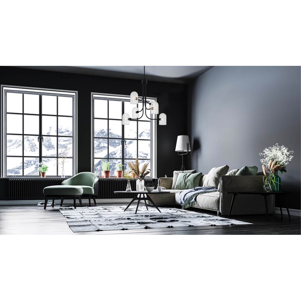 Kalco Lighting Cupola 27-in 6 Light Matte Black Chandelier