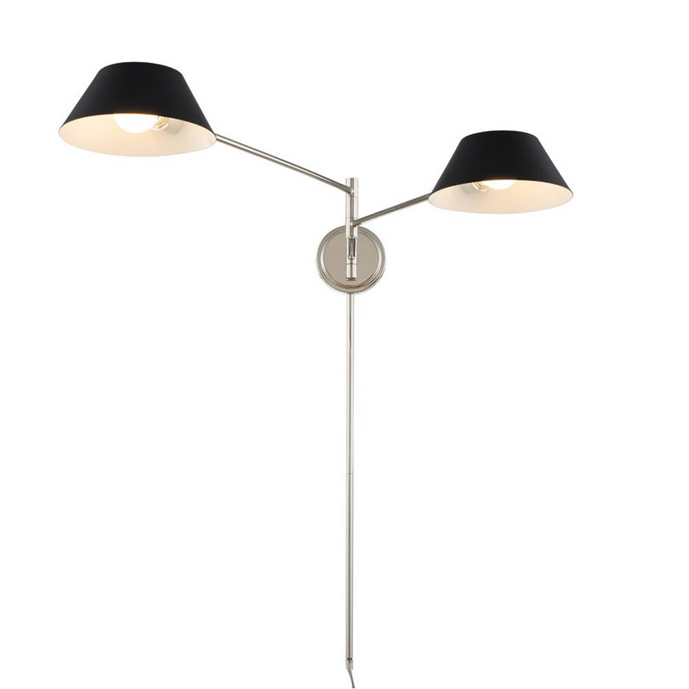 Kalco Lighting Bruno 5-in 2 Light Matte Black W/ Polished Nickel Wall Sconce