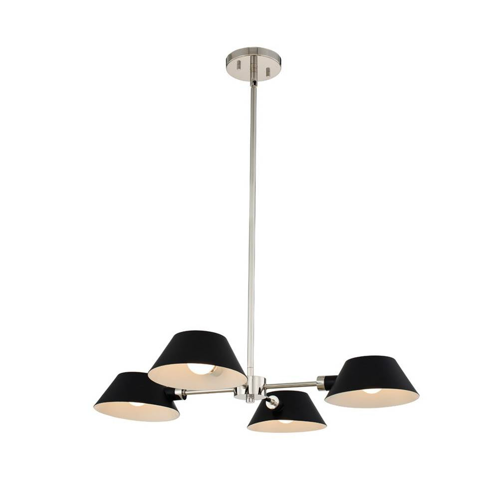 Kalco Lighting Bruno 26-in 4 Light Matte Black W/ Polished Nickel Chandelier