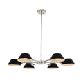 Kalco Lighting Bruno 34-in 6 Light Matte Black W/ Polished Nickel Chandelier