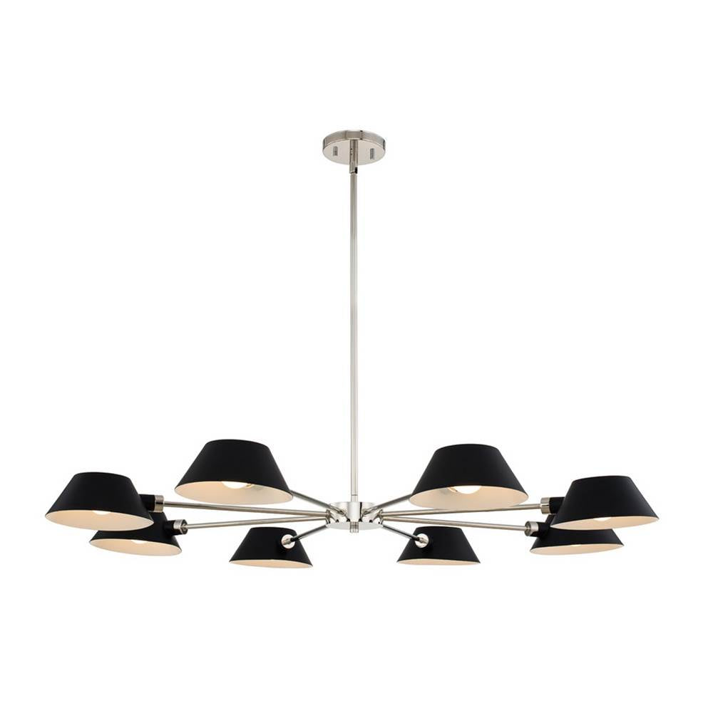 Kalco Lighting Bruno 42-in 8 Light Matte Black W/ Polished Nickel Chandelier