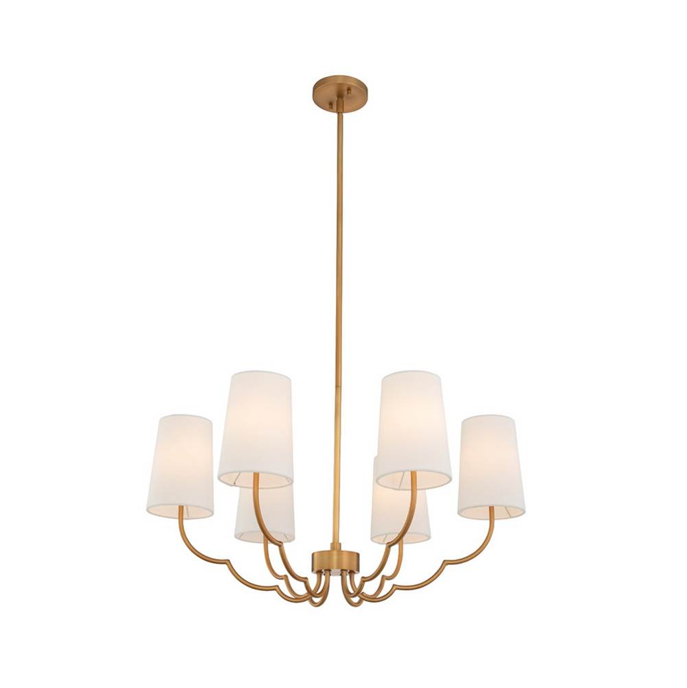 Kalco Lighting Sophia 28-in 6 Light Socket New Brass Chandelier