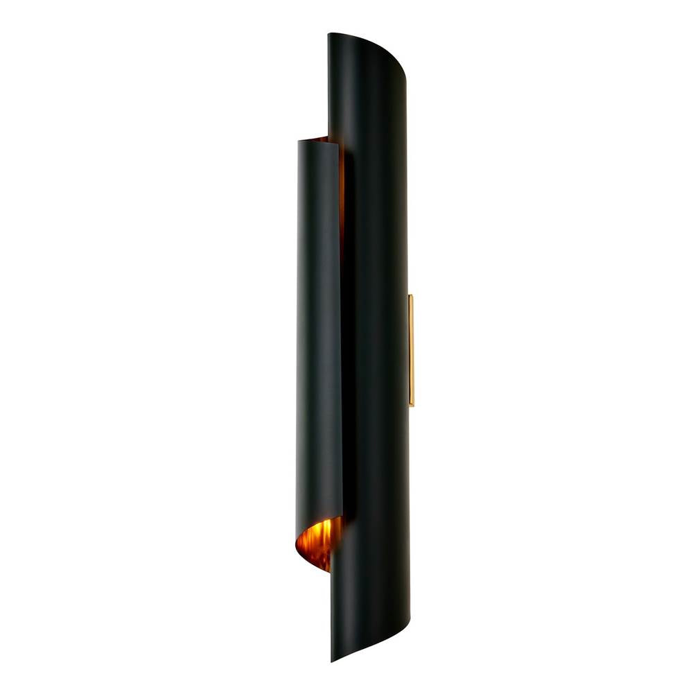 Kalco Lighting Piaga 24-in 2 Light Socket Matte Black And Polished Brass Wall Sconce