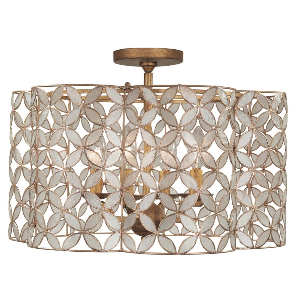 Kalco Lighting Maurelle 19-in 4 Light Socket Oxidized Gold Leaf Semi-flush Mount