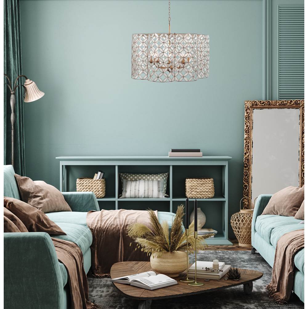 Kalco Lighting Maurelle 27-in 6 Light Socket Oxidized Gold Leaf Chandelier