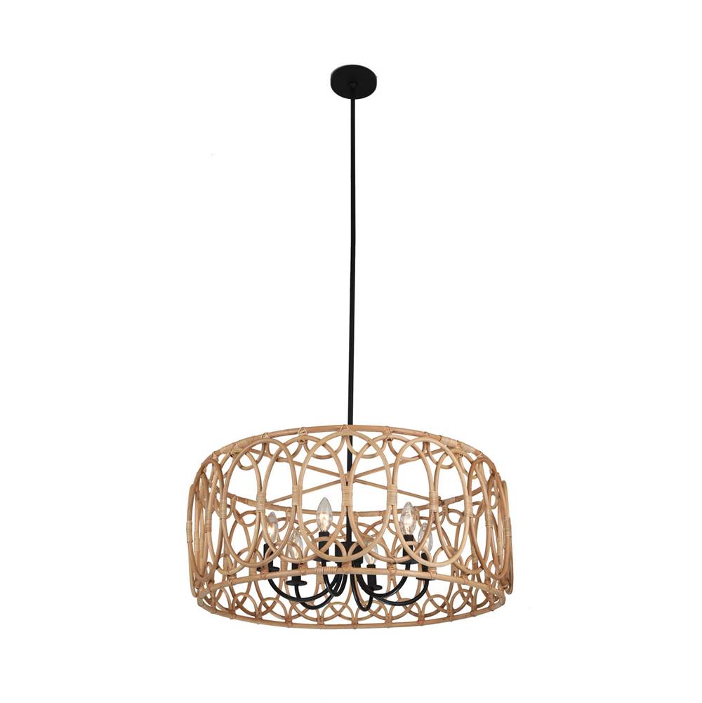 Kalco Lighting Tablas 28-in 6 Light Socket Matte Black Chandelier