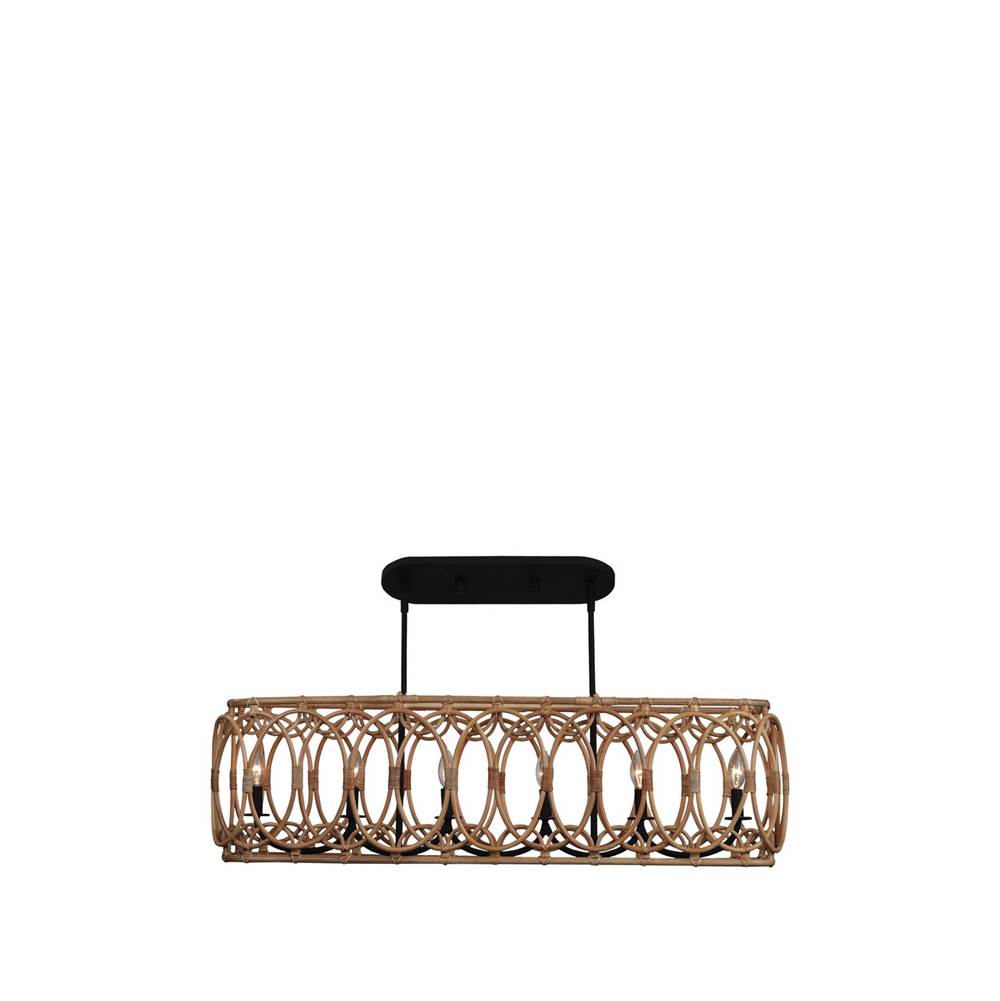 Kalco Lighting 515361MB Matte Black Tablas 42-in 6 Light Socket Matte Black Linear Pendant Image 1