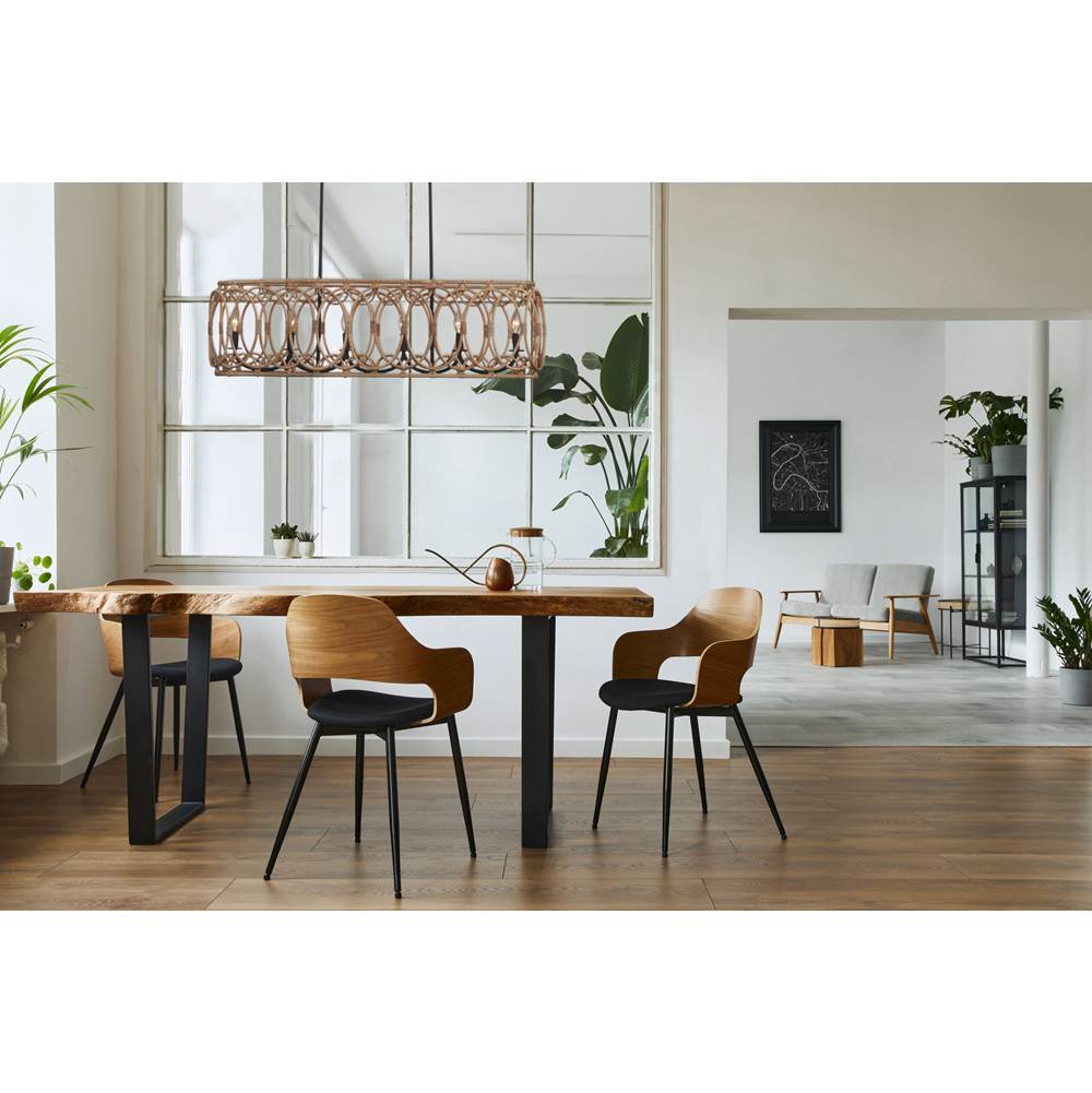 Kalco Lighting Tablas 42-in 6 Light Socket Matte Black Linear Pendant