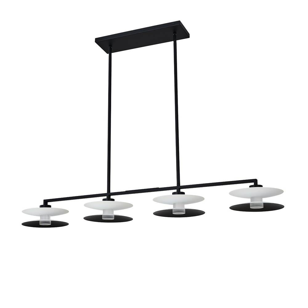 Kalco Lighting Fresno 44-in 4 Light Led White And Matte Black Linear Pendant