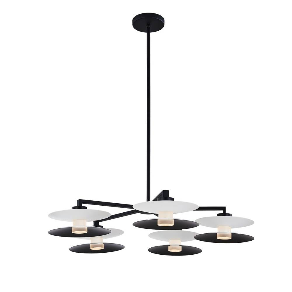 Kalco Lighting Fresno 28-in 5 Light Led White And Matte Black Chandelier