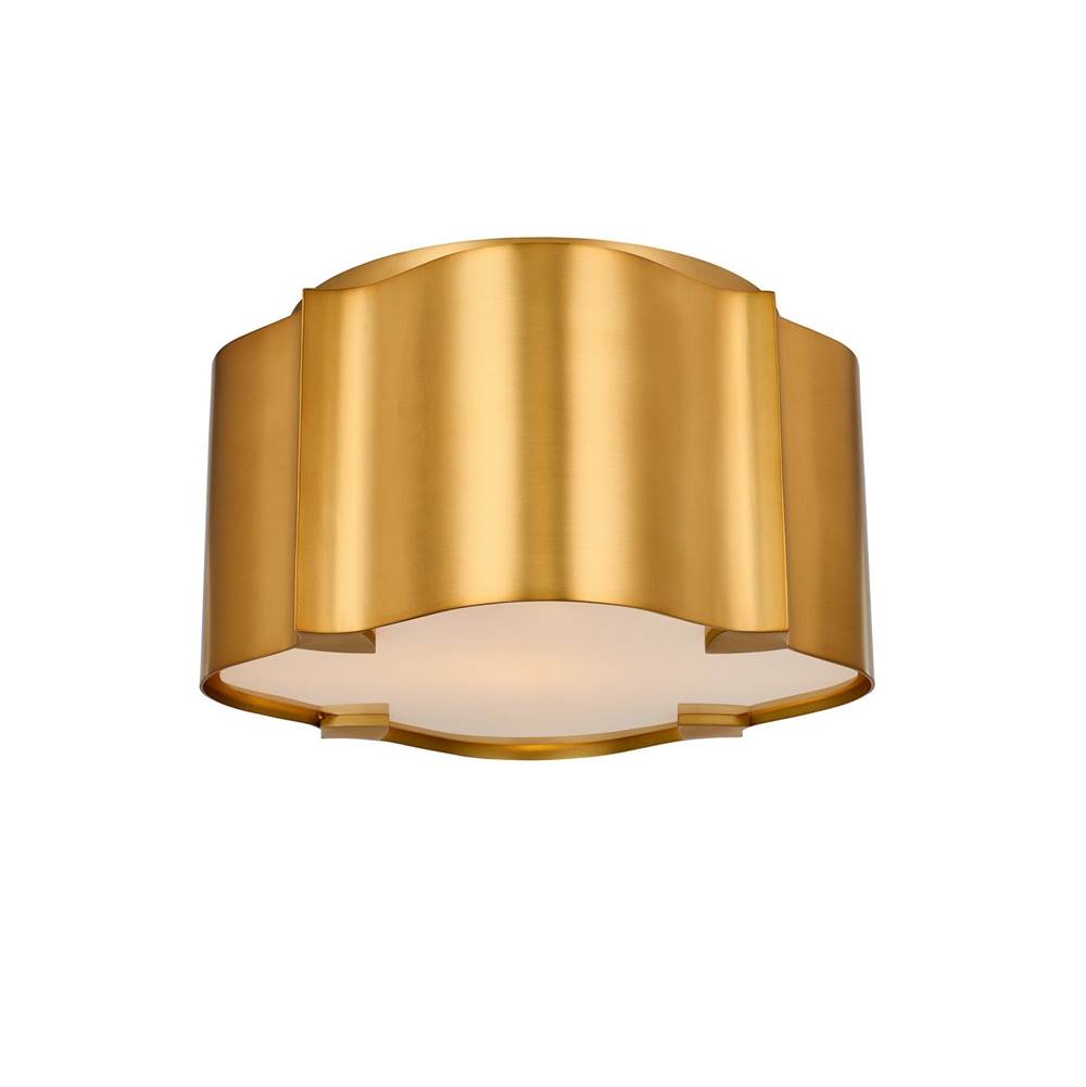 Kalco Lighting Lotus 10-in 1 Light Socket Winter Brass Flush Mount