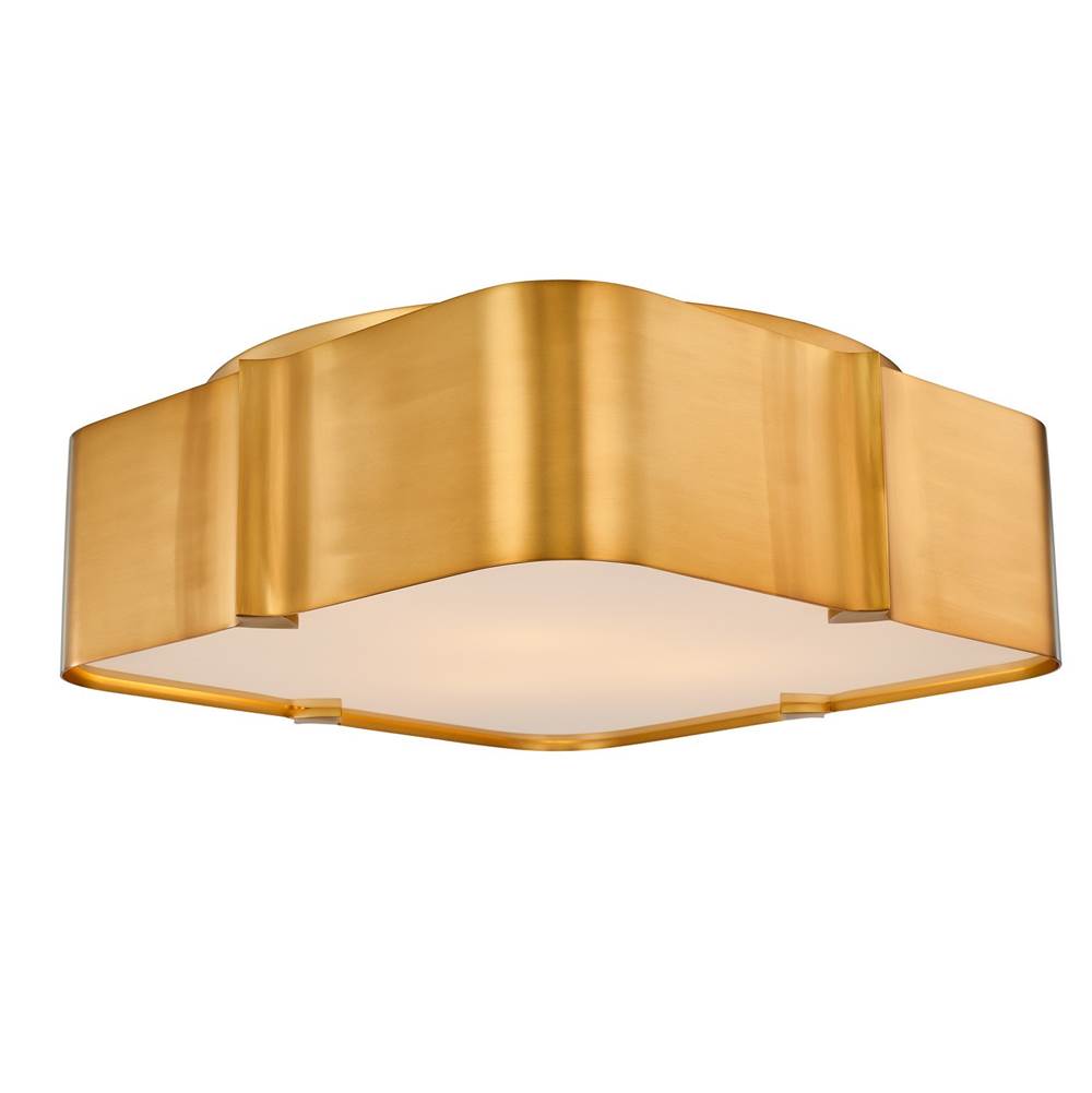 Kalco Lighting Lotus 18-in 3 Light Socket Winter Brass Flush Mount
