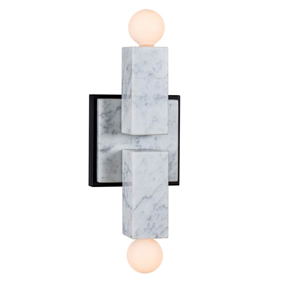 Kalco Lighting Quadra 15-in 2 Light Socket Matte Black Wall Sconce