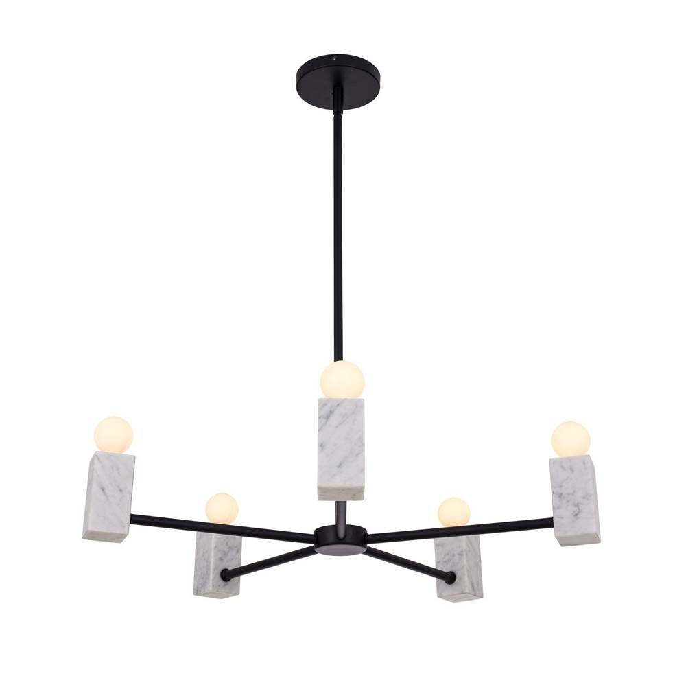 Kalco Lighting 516571MB Matte Black Quadra 26-in 5 Light Socket Matte Black Chandelier Image 1