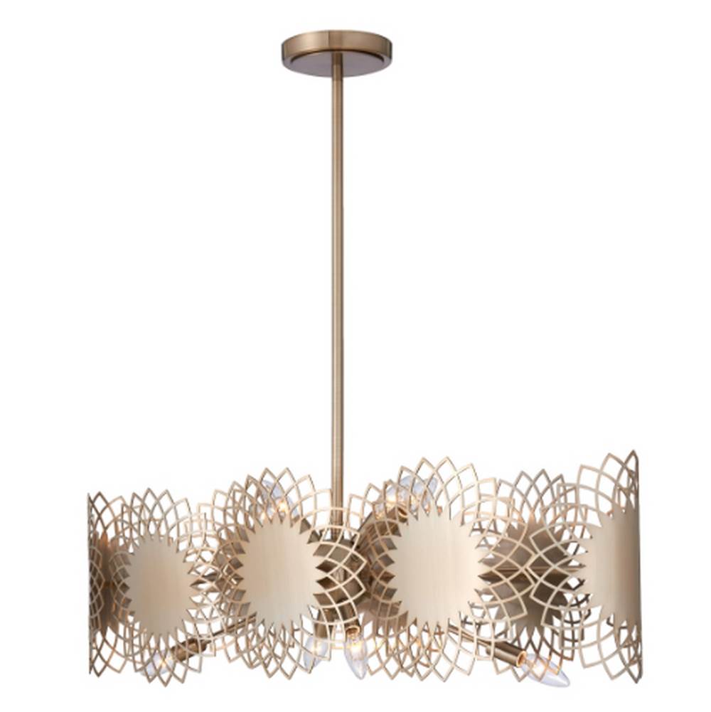 Kalco Lighting Helia 38-in 8 Light Socket Brushed Champagne Gold Linear Pendant