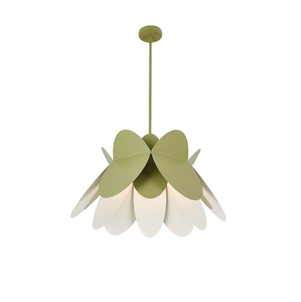 Kalco Lighting 517056WG White With Green Flor 26-in 1 Light Socket White And Green Pendant Image 1