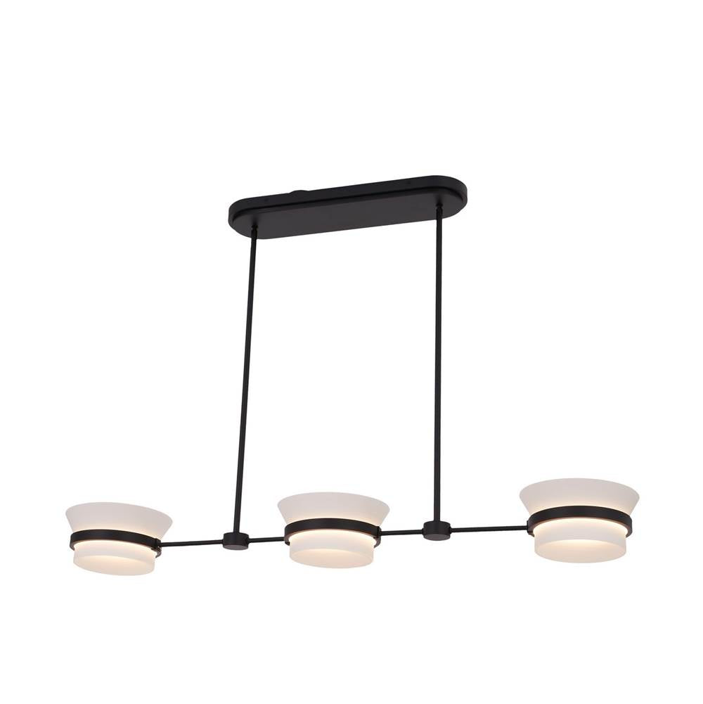 Kalco Lighting Anel 44-in 3 Light Led Matte Black Linear Pendant