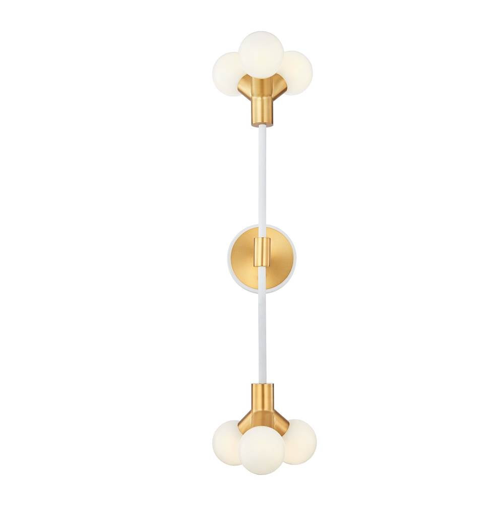 Kalco Lighting Tres 28-in 6 Light Socket White And New Brass Wall Sconce