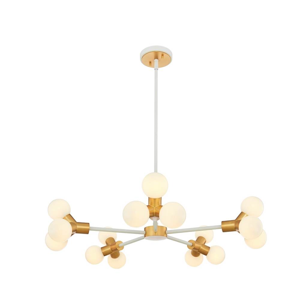 Kalco Lighting Tres 29-in 15 Light Socket White And New Brass Chandelier