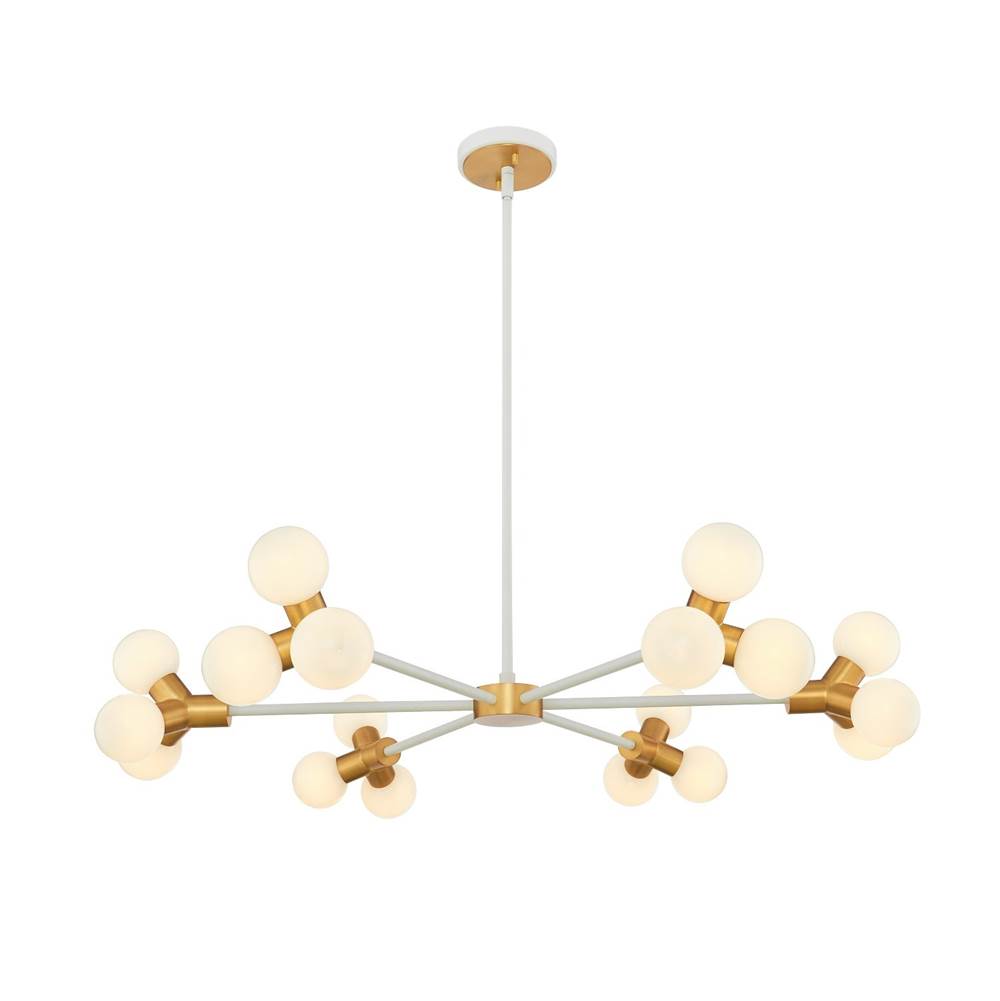 Kalco Lighting Tres 36-in 18 Light Socket White And New Brass Chandelier
