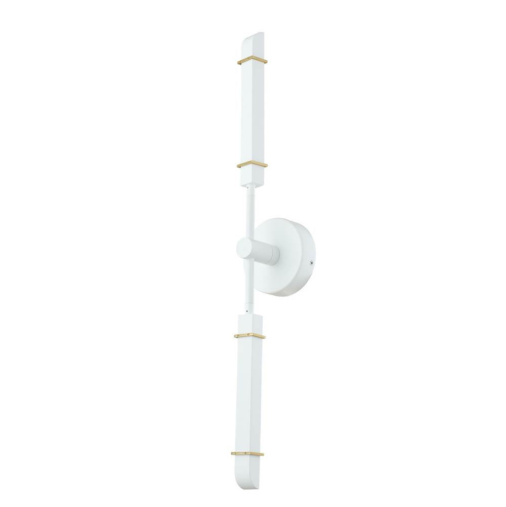 Kalco Lighting Concorde 28-in 2 Light Led Satin Brass And Matte White Wall Sconce