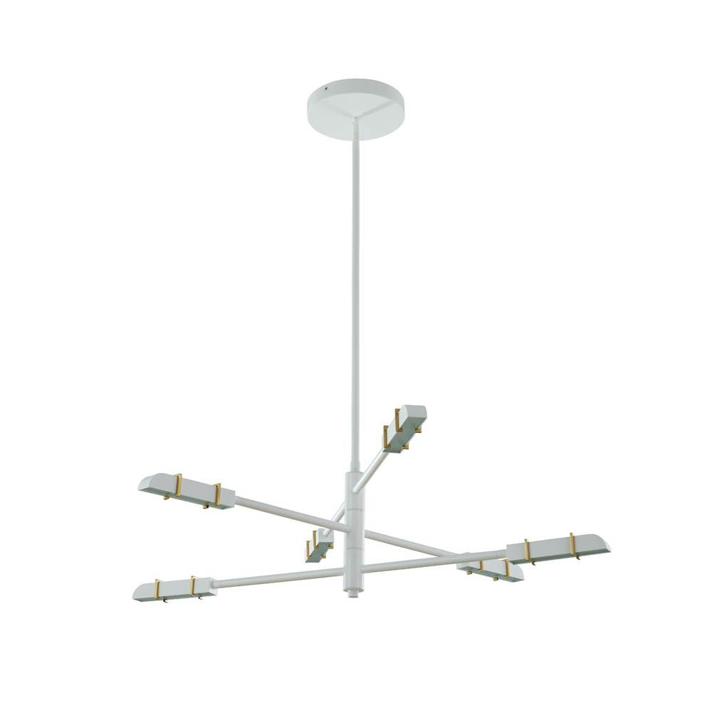 Kalco Lighting 517971SBW Satin Brass With Matte White Concorde 32-in 6 Light Led Satin Brass And Matte White Chandelier Image 1