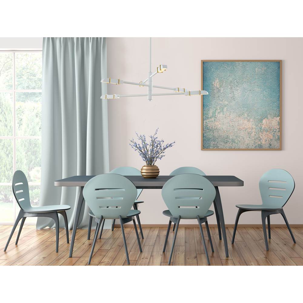 Kalco Lighting Concorde 32-in 6 Light Led Satin Brass And Matte White Chandelier