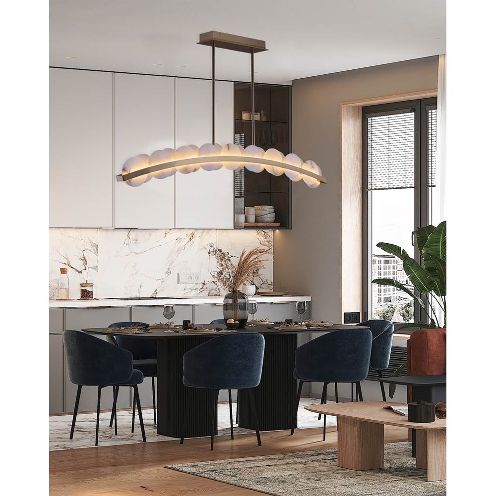 Kalco Lighting Meridian 47.5-in 1 Light Led Winter Brass Linear Pendant