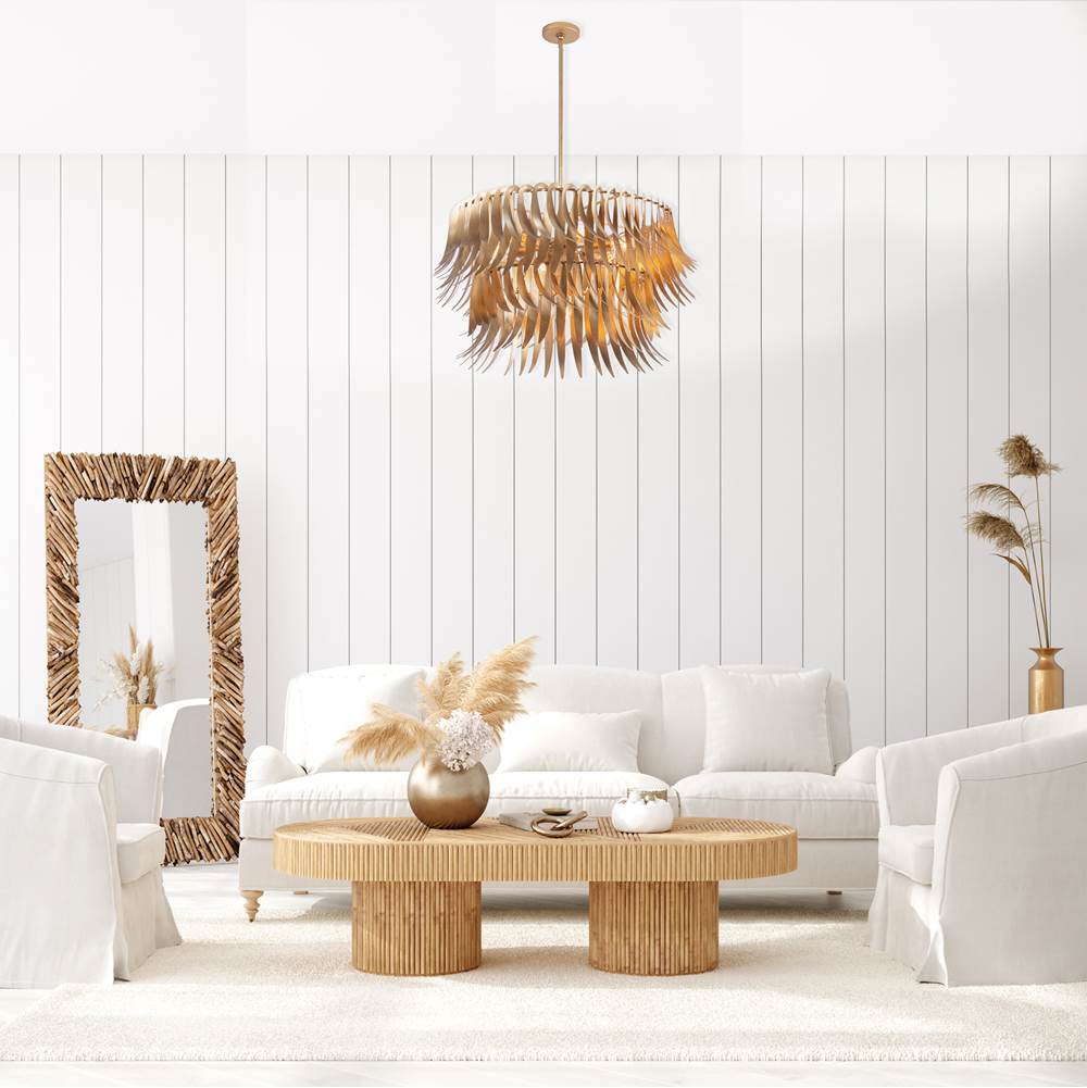 Kalco Lighting 518555NG New Gold Grace 29-in 7 Light Socket New Gold Tiered Chandelier Image 3