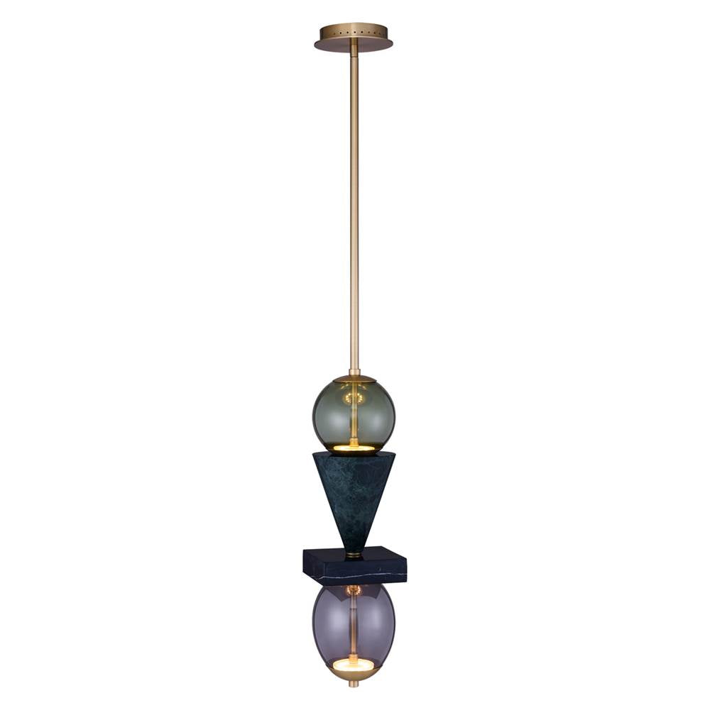Kalco Lighting 518755WB Winter Brass Demi 6.25-in 2 Light Led Winter Brass Pendant Image 1