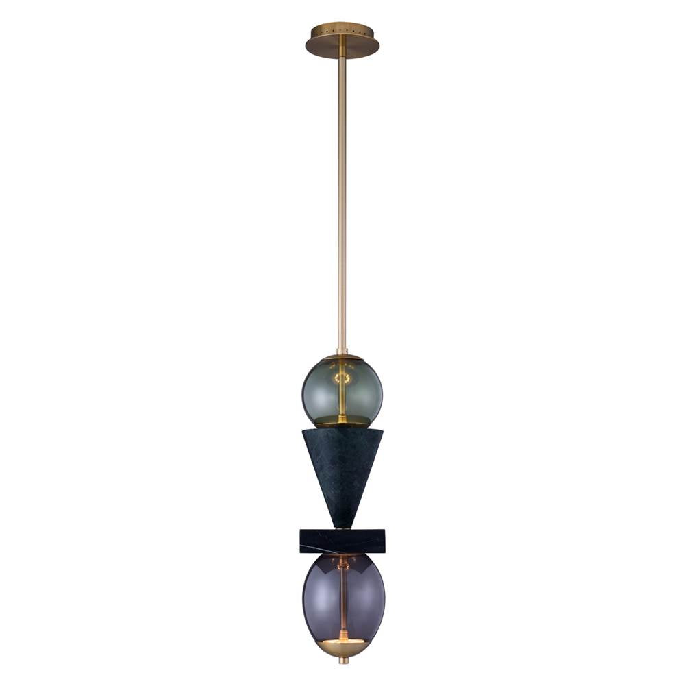 Kalco Lighting Demi 6.25-in 2 Light Led Winter Brass Pendant