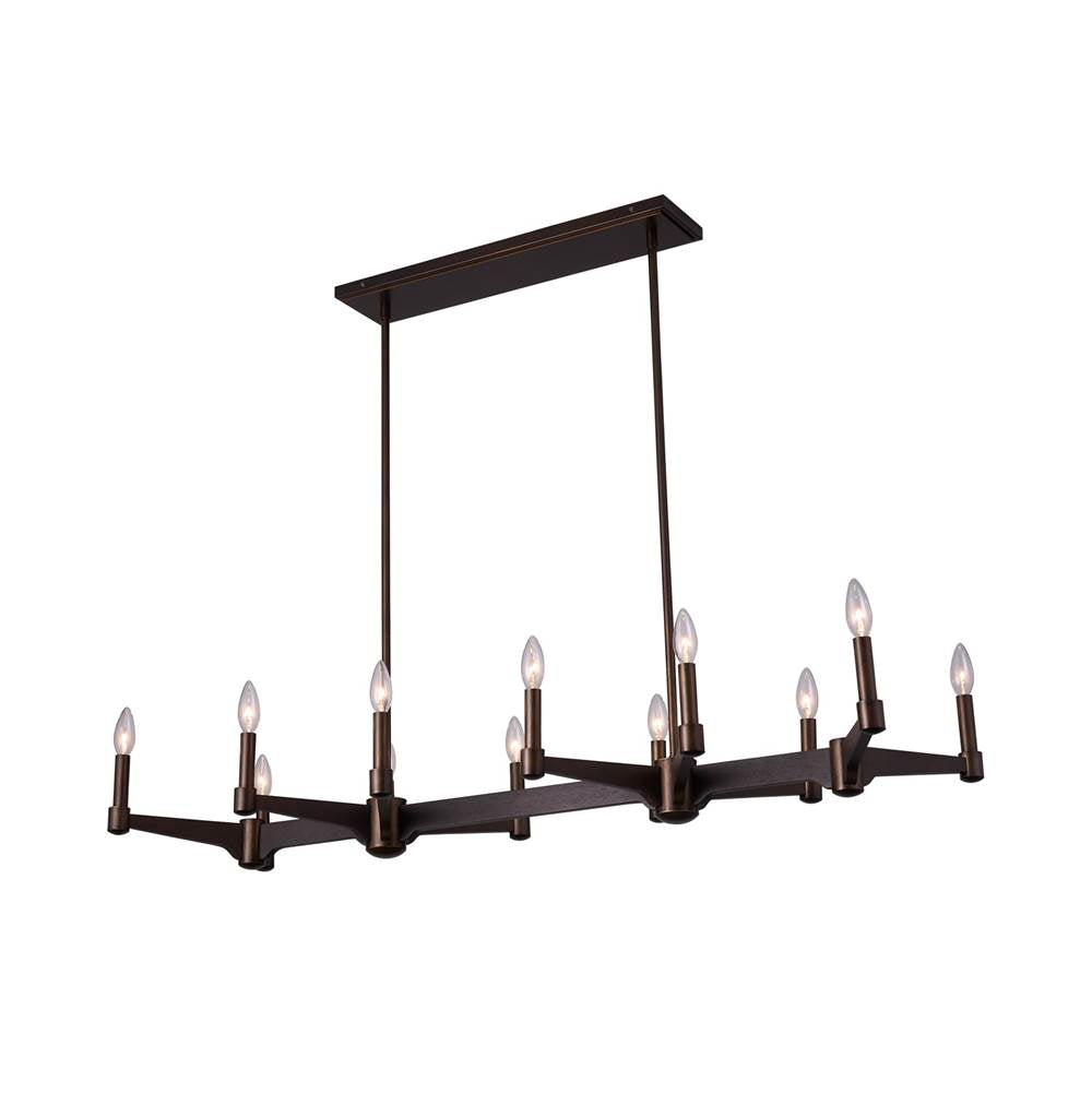 Kalco Lighting Tono 48-in 12 Light Socket Vintage Bronze Linear Pendant