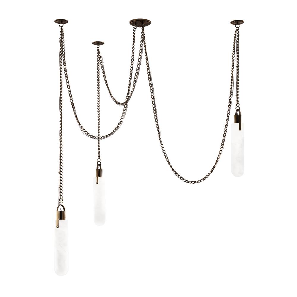 Kalco Lighting 519273WB Winter Brass Flint 37.5-in 3 Light Led Winter Brass Multi-pendant Image 1
